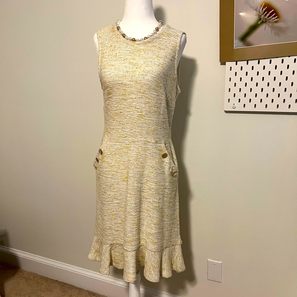 Loft Yellow and Ivory Knit Dress